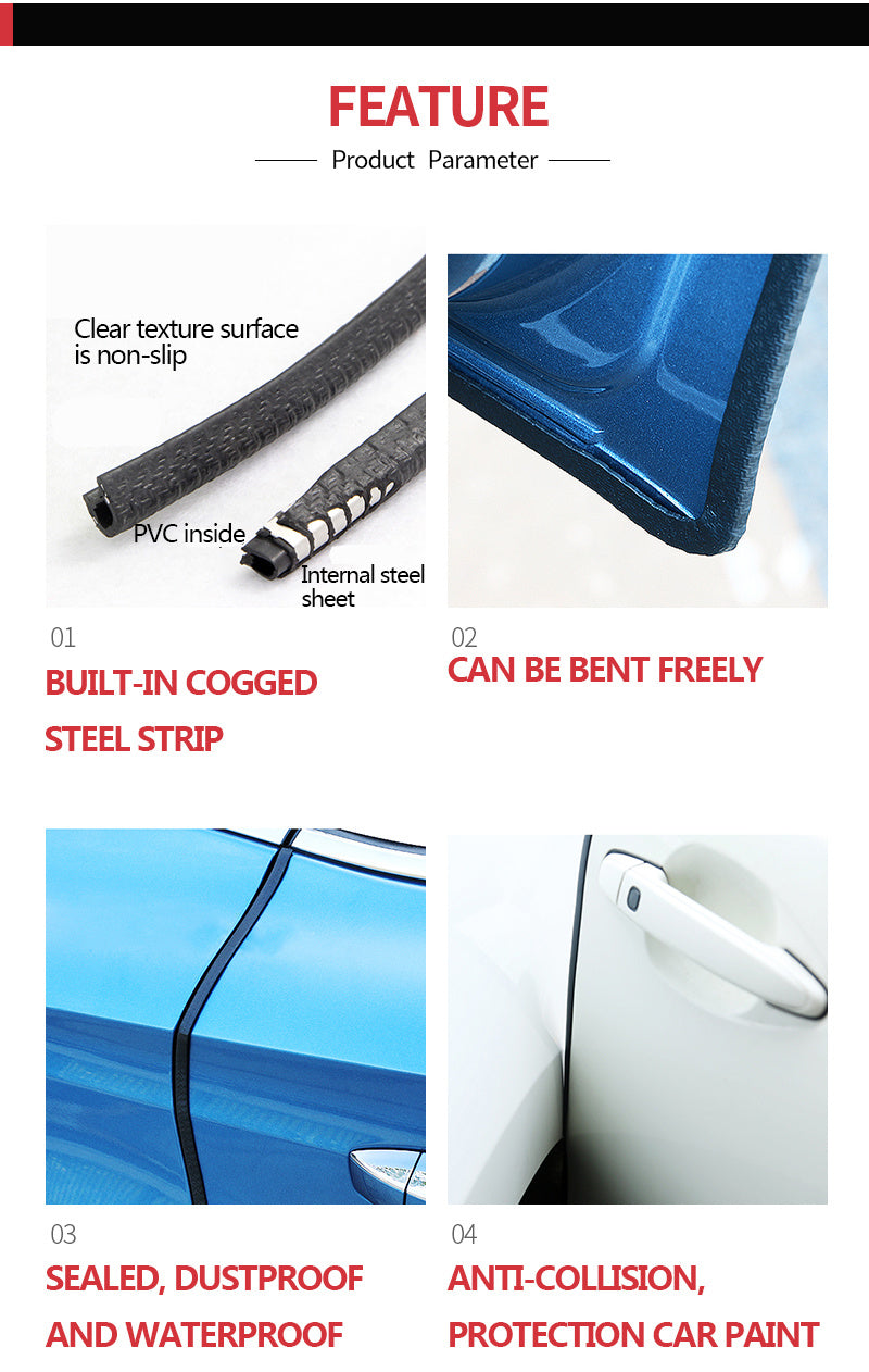 Car Door Protector Decoration Strip, Universal Auto Door EdBumper Protector Stickers Anti-Scratch Car Styling Moulding Strip