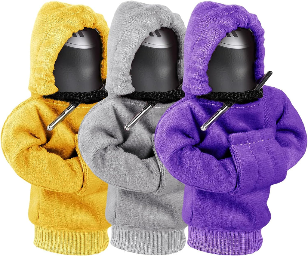 ZHSMS Gear Shift Cover, Universal Shift Knob Cover, Funny Sweater Hoodie for Gearshift, 4.7 Inch Car Shifter Stick Protector Decoration (Purple Grey Yellow)