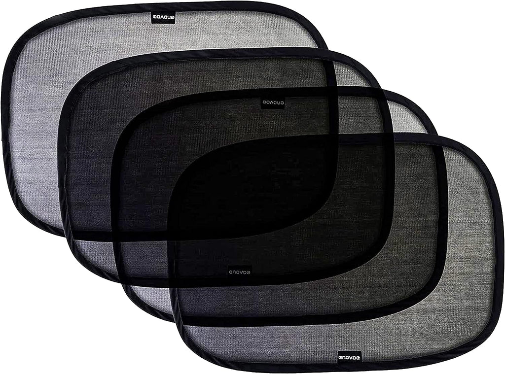 Enovoe Car Window Shade for Baby - (4 Pack) - Medium - 19" x 12" - Cling Car Sun Shade for Windows - Sun, Glare and UV Rays Protection for Your Child - Car Window Shades for Side Window