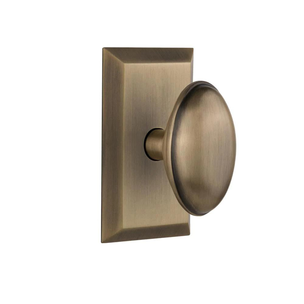 Studio Plate Double Dummy Homestead Door Knob in Antique Brass