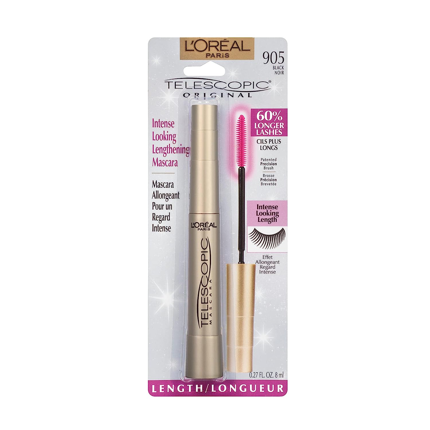 L'Oréal Paris Makeup Telescopic Original Lengthening Mascara, Black, 0.27 Fl Oz (1 Count)