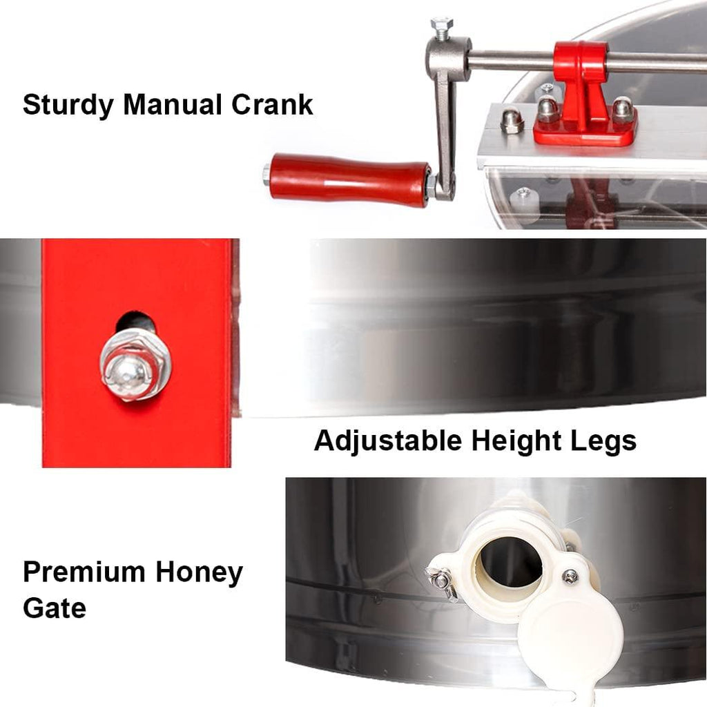 BeeCastle Honey Extractor Separator Kit 4 Frame  Steel Honeycomb Spinner Extractor, Manual Crank Beekeeping Extraction Equipment