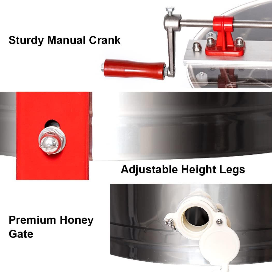 BeeCastle Honey Extractor Separator Kit 4 Frame  Steel Honeycomb Spinner Extractor, Manual Crank Beekeeping Extraction Equipment