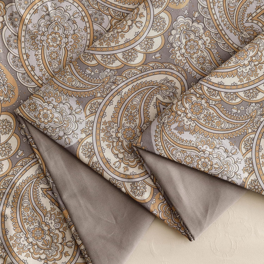 HeimenAogo Egyptian Cotton Duvet Cover Queen Size Sateen Weave, Silky Soft Boho Duvet Cover Zipper Closure, Long Staple Cotton Bed Linen Paisley Pattern 3Pcs