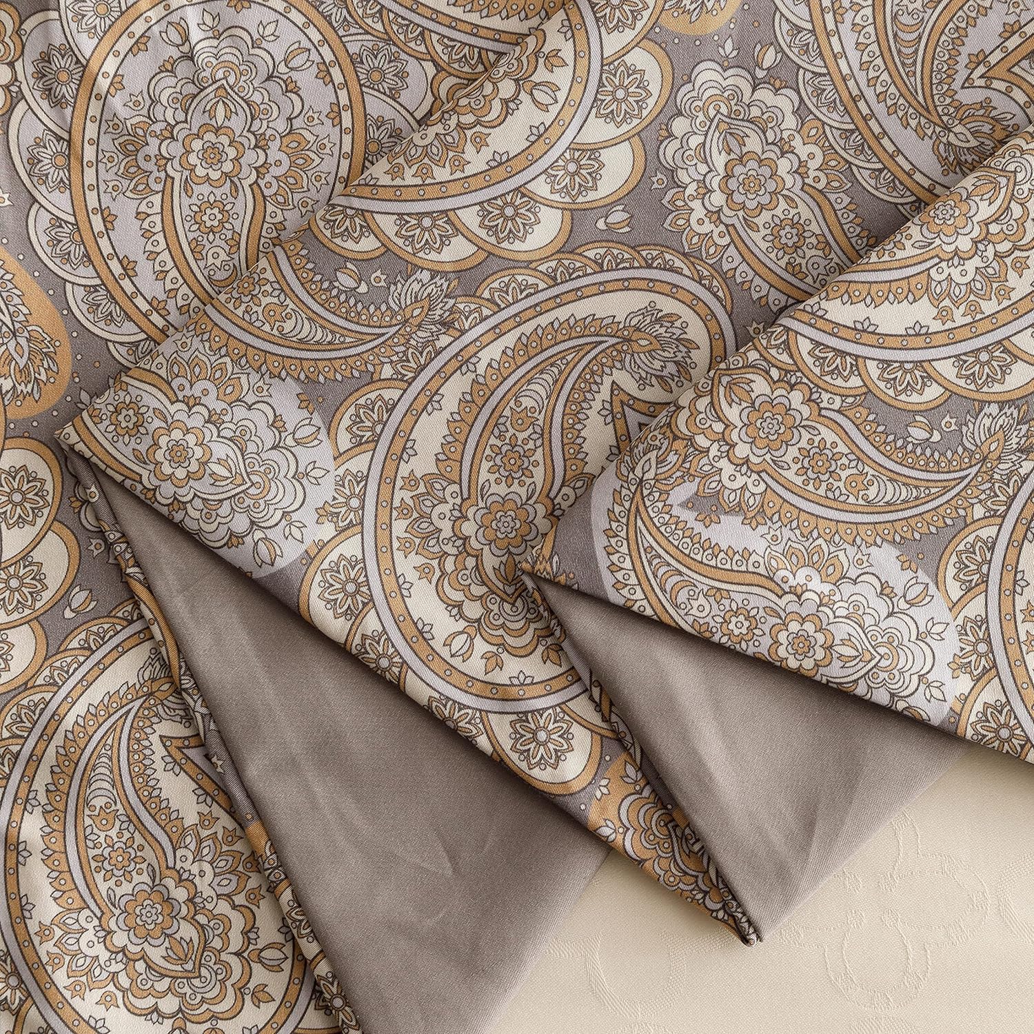 HeimenAogo Egyptian Cotton Duvet Cover Queen Size Sateen Weave, Silky Soft Boho Duvet Cover Zipper Closure, Long Staple Cotton Bed Linen Paisley Pattern 3Pcs
