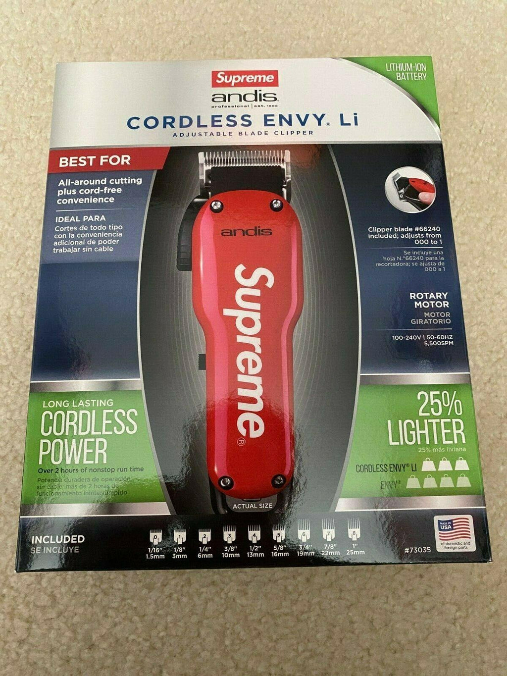 Supreme Andis Cordless Envy Li Hair Clipper Kit Authentic