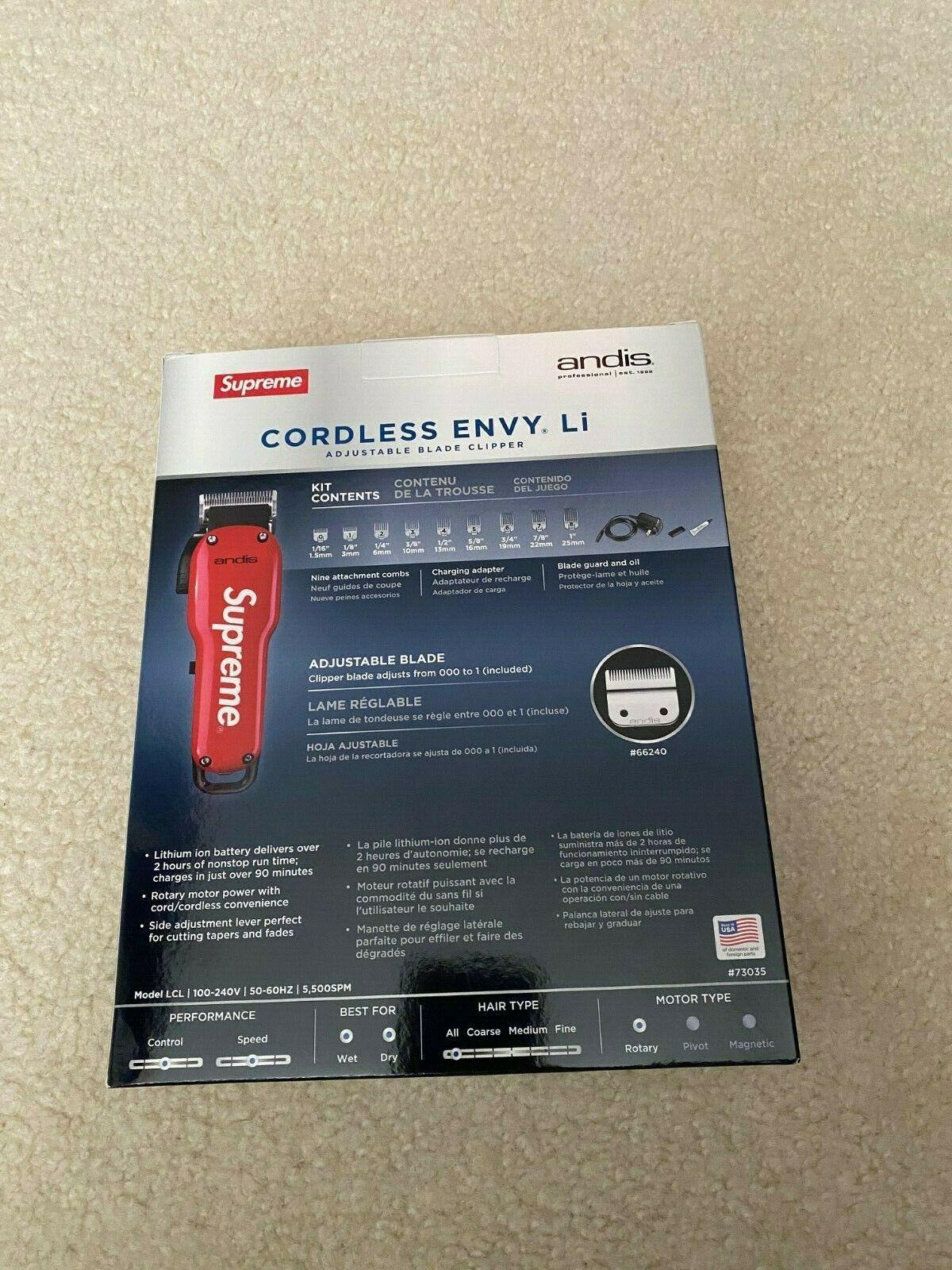 Supreme Andis Cordless Envy Li Hair Clipper Kit Authentic
