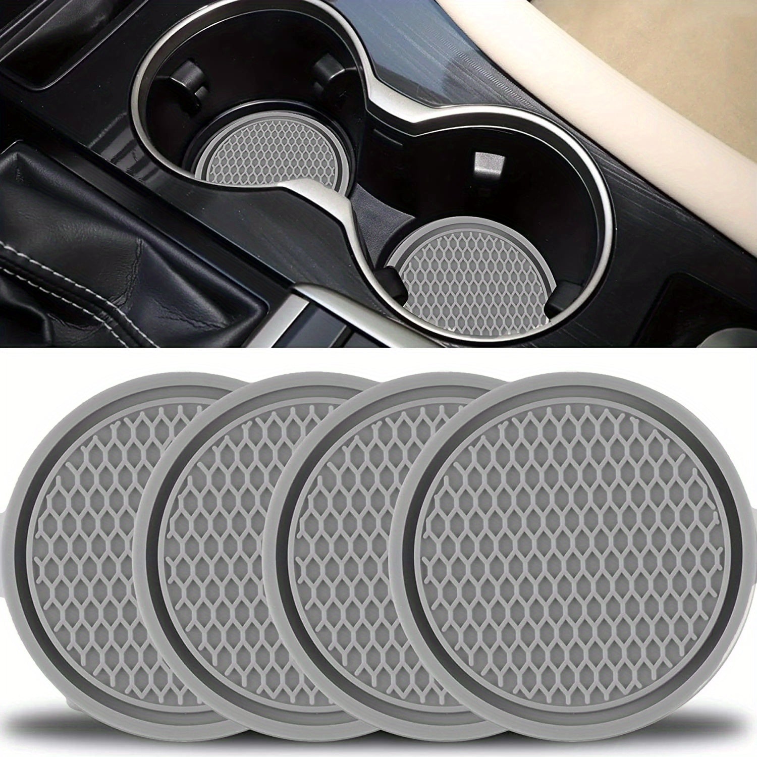 4pcs Car Cup Coasters, Universal Non-Slip Cup Holders Embedded In Ornaments Coaster, Car Interior Accessories Fit Car Accessories