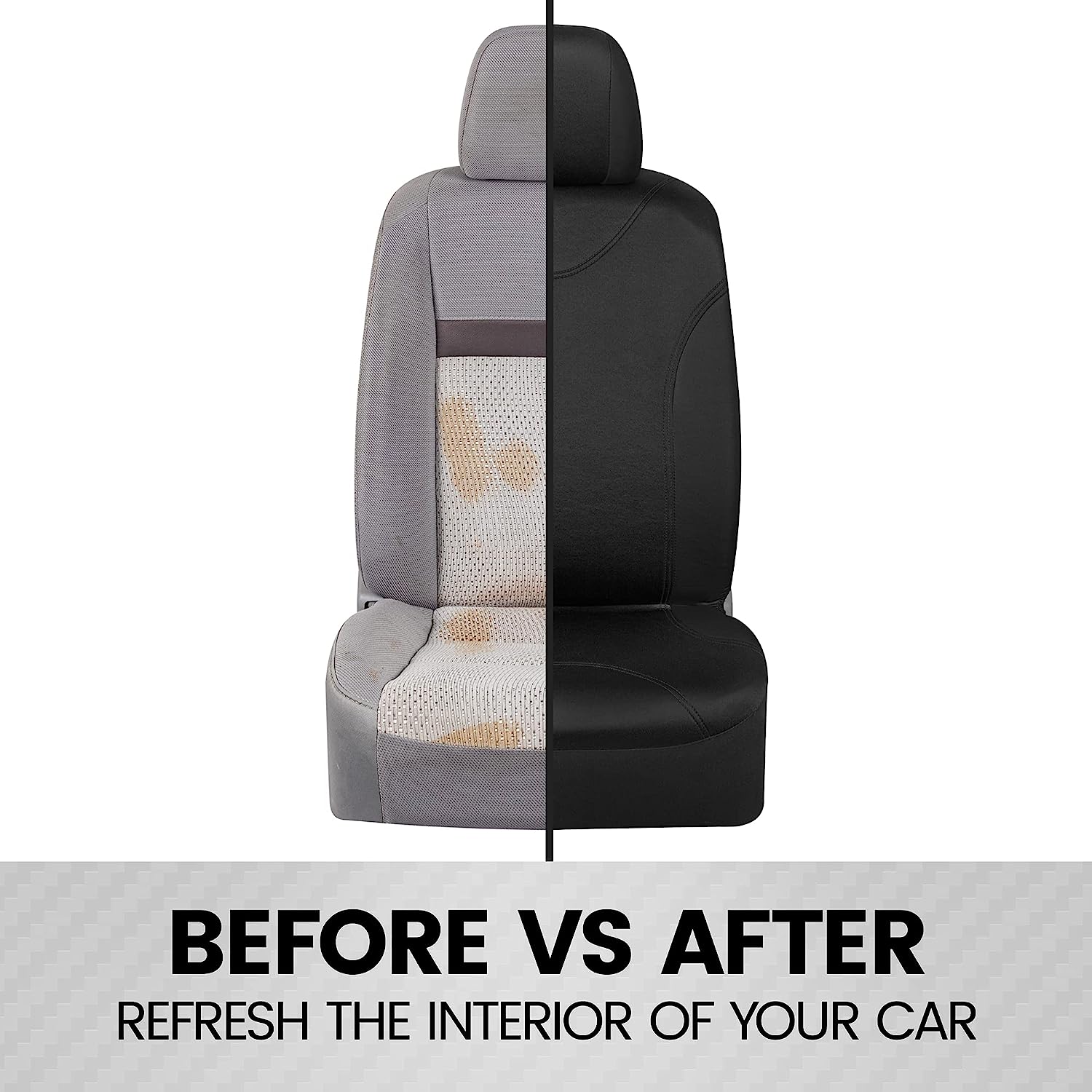 BDK UltraSleek Car Seat Covers, Universal Fit Car Seat Cover Set, Ideal Seat Covers for Cars Trucks SUV, Includes Seat Covers for Front Seats and Rear Bench Seat, Automotive Interior Covers (Black)