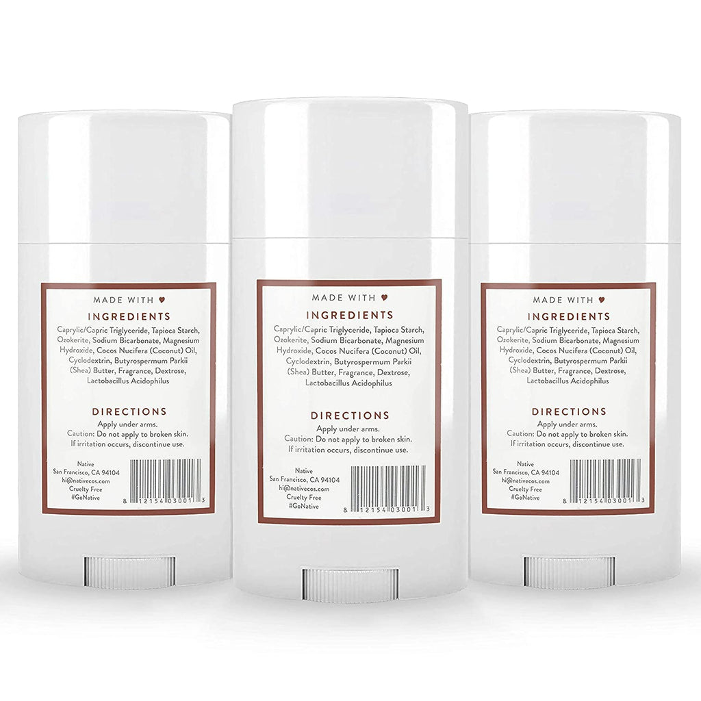 Native Deodorant | Natural Deodorant for Women and Men, Aluminum Free with Baking Soda, Probiotics, Coconut Oil and Shea Butter | Coconut &amp; Vanilla - Pack of 3