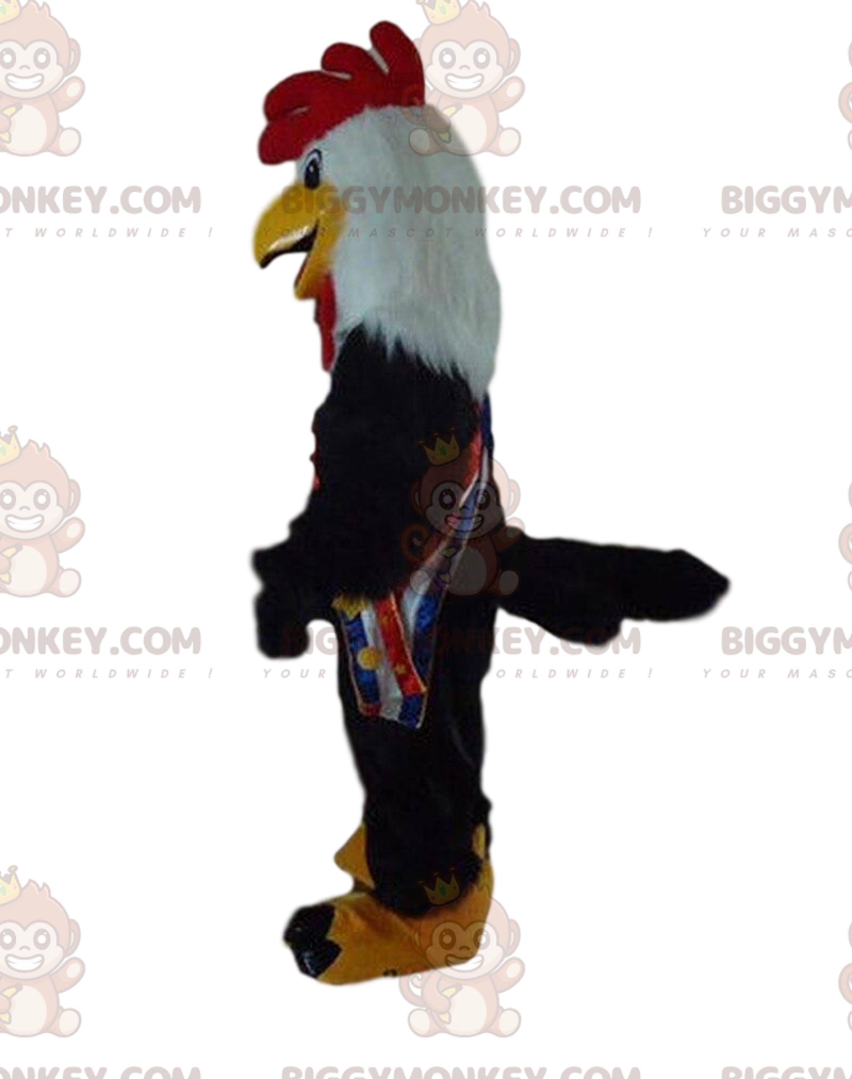 Black rooster BIGGYMONKEYmascot costume, chicken costume, hen fancy dress