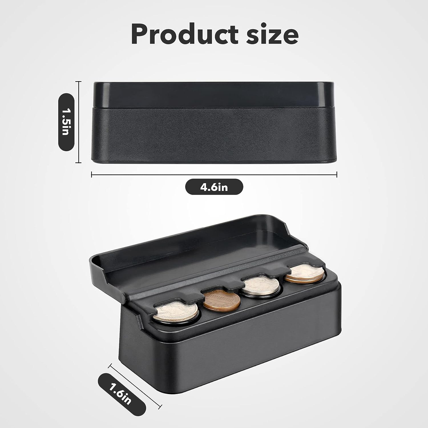 SINGARO Coin Holder for Car, Universal Car Coin Change Organizer, Car Coin Holder Compatible with Coins of Different Sizes, Car Interior Accessories, Suitable for Most Cars, Trucks(2 Pack)