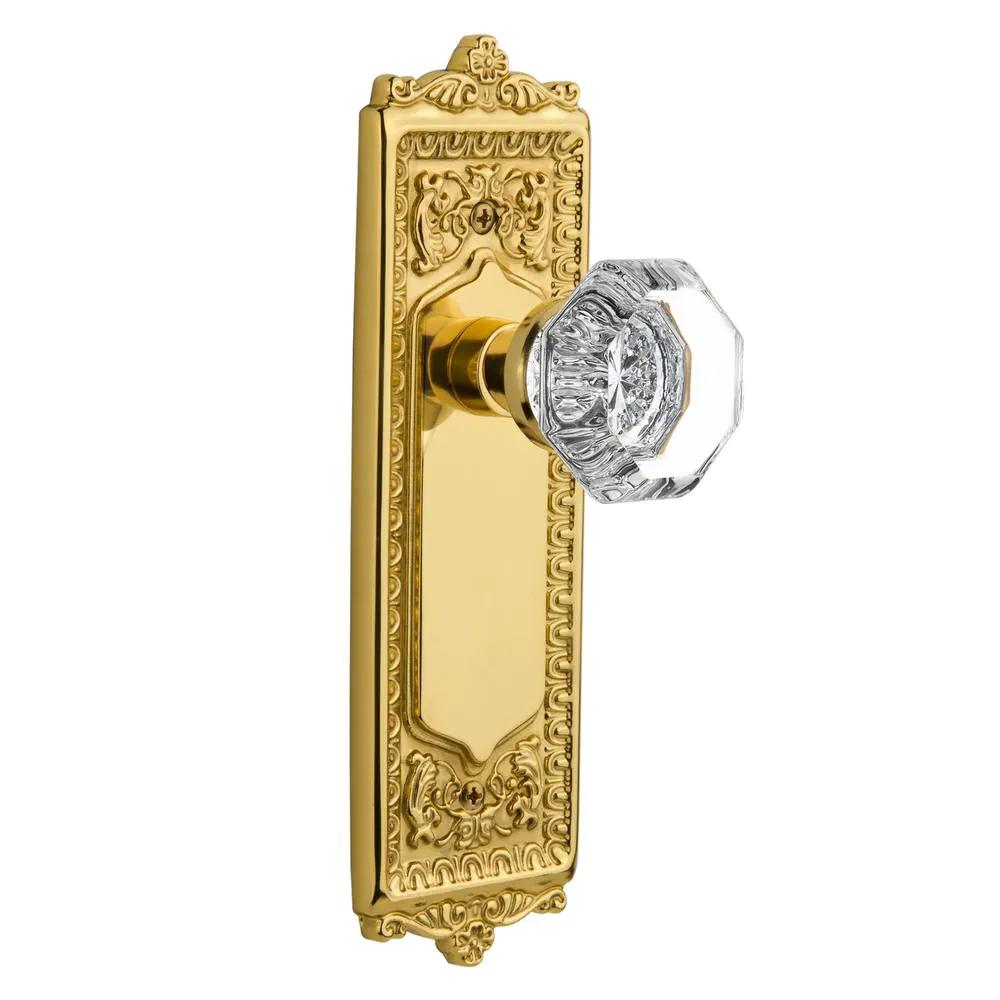 Egg and Dart Plate 2-3/4 in. Backset Polished Brass Privacy Bed/Bath Waldorf Door Knob