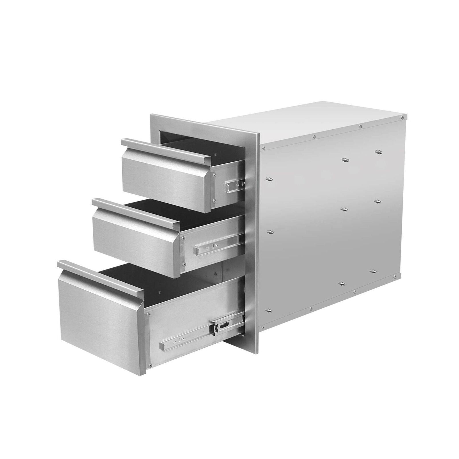 Outdoor Kitchen Drawers  Steel, Triple BBQ Drawers Flush Mou...