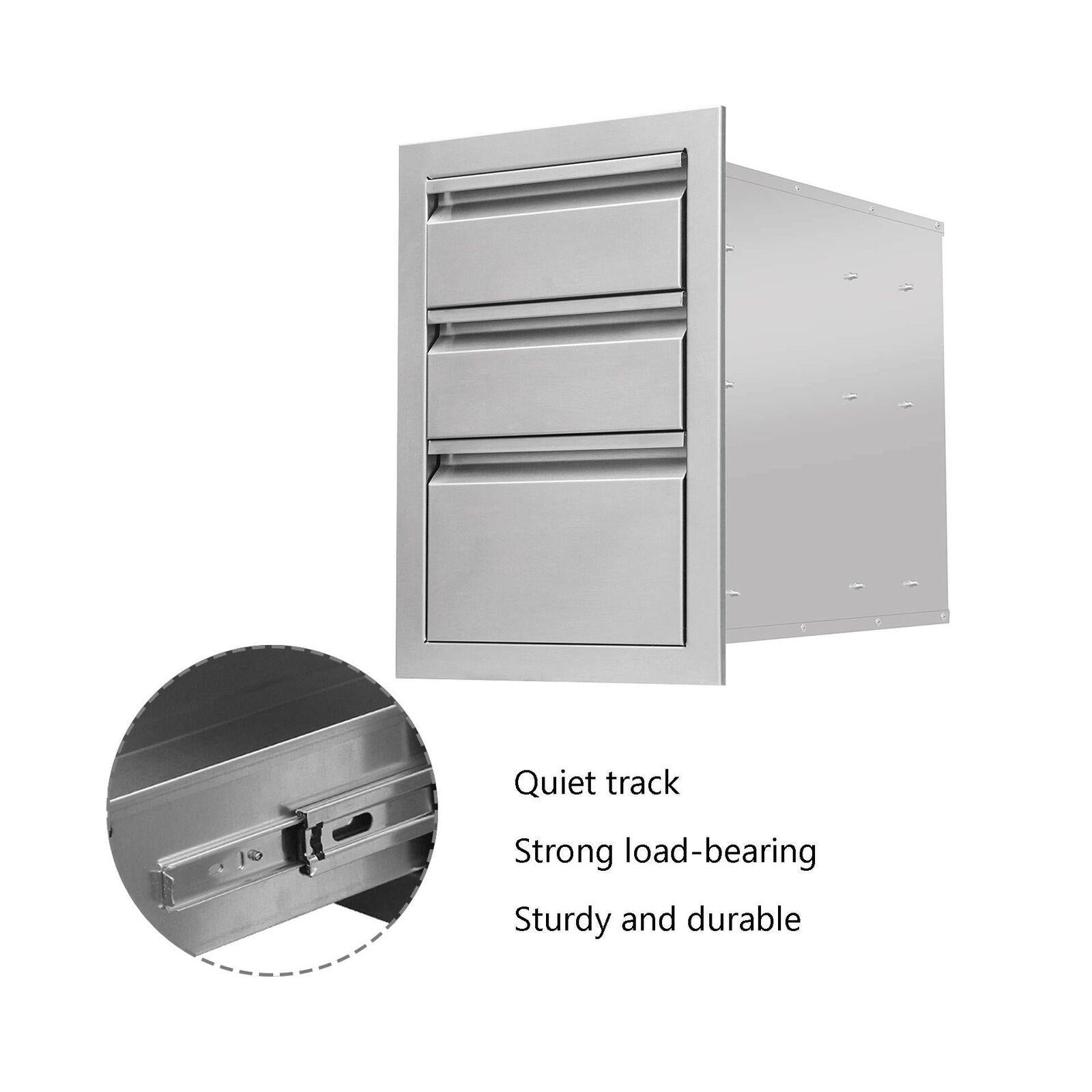 Outdoor Kitchen Drawers  Steel, Triple BBQ Drawers Flush Mou...