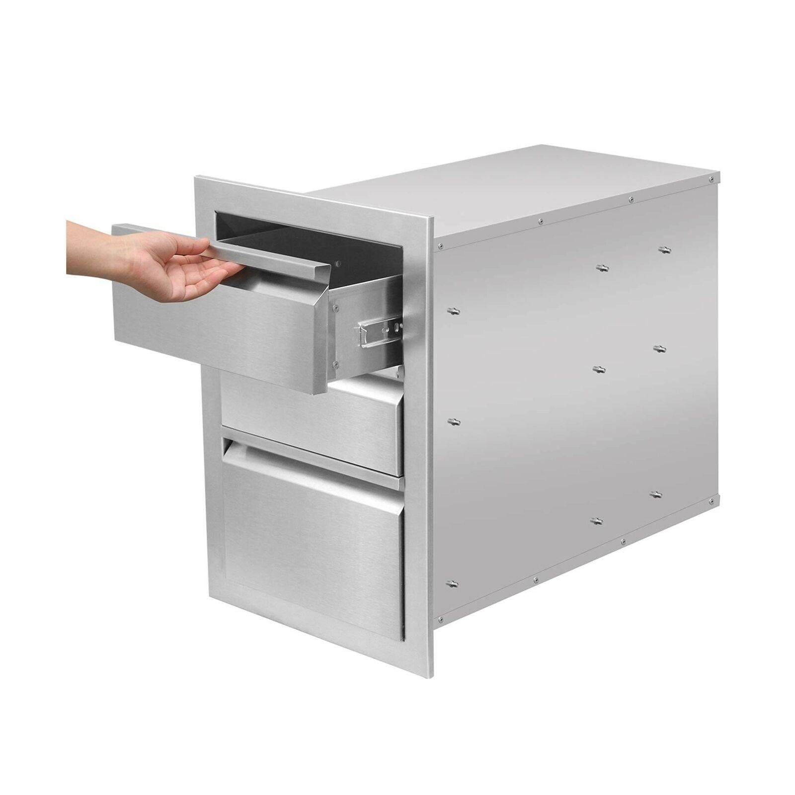 Outdoor Kitchen Drawers  Steel, Triple BBQ Drawers Flush Mou...