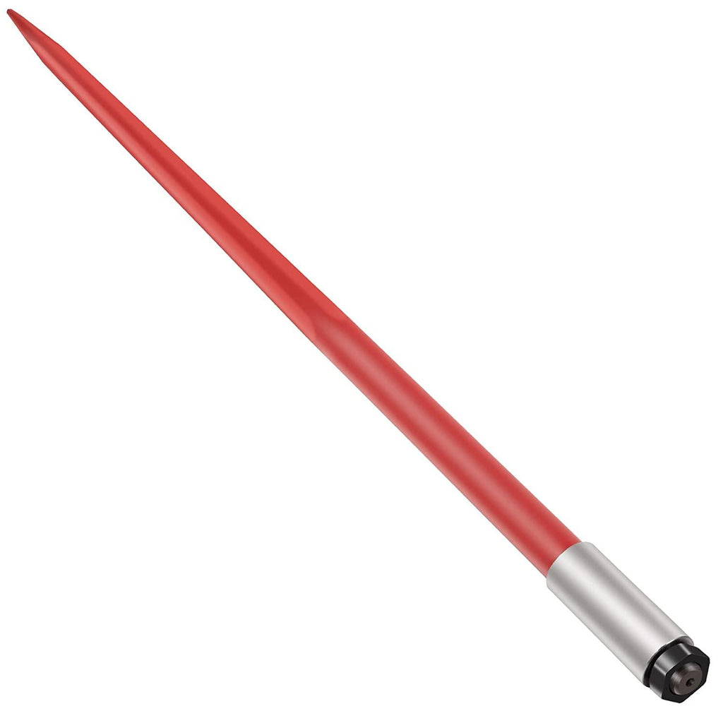 Mophorn Hay Spear 49" Bale Spear 4500 lbs Capacity, Bale Spike  Attach Square Hay Bale Spears 1 3/4" wide, Red Coated Bale Forks, Bale Hay Spike with Hex Nut & Sleeve for Buckets Tractors Loaders