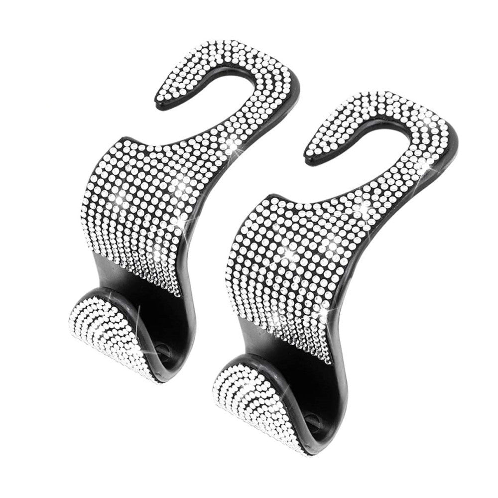 2pcs Artificial Diamond Car Hook, Car Hidden Car StoraHook Creative Car Seat Hook Hanger Car Accessories For Women