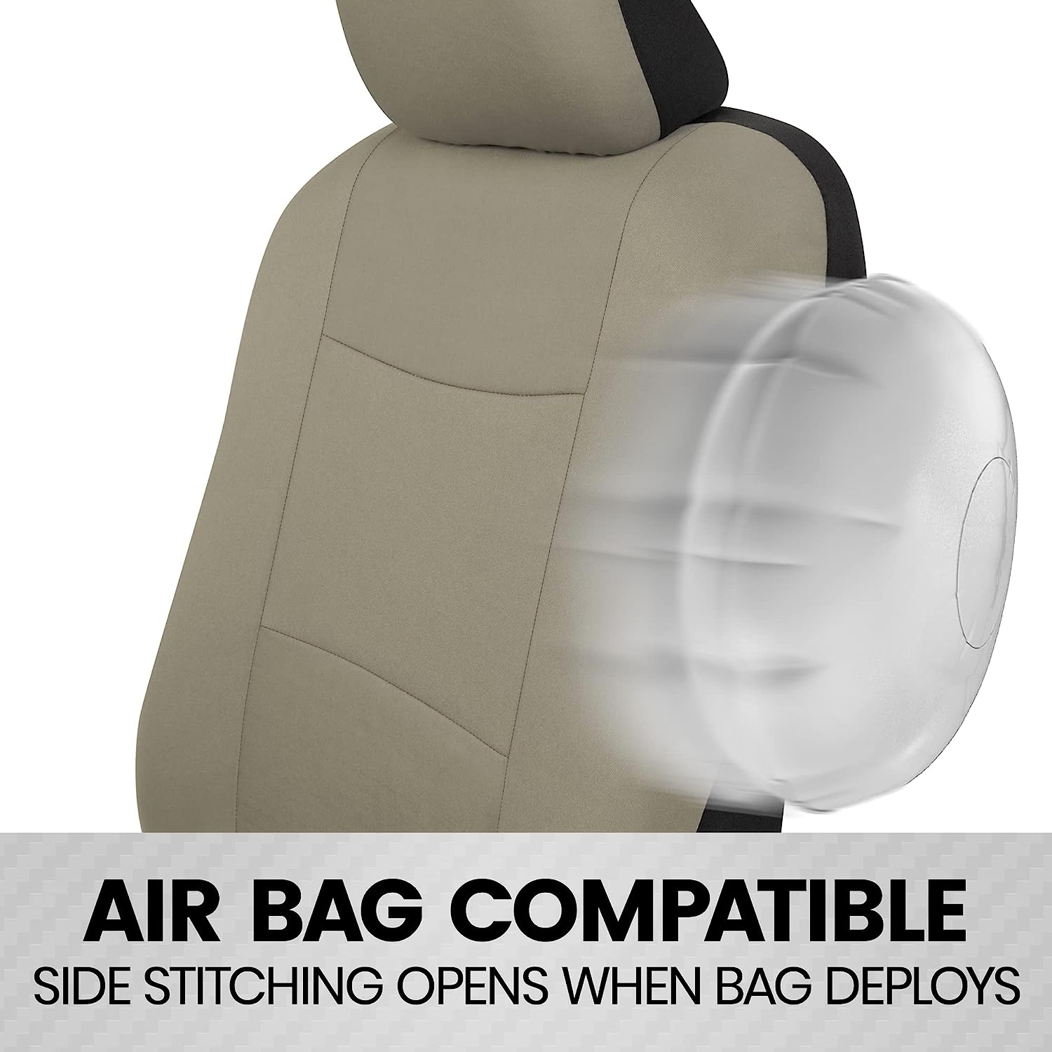 BDK PolyPro Seat Covers Full Set in Solid Beige – Front and Rear Split Bench Seat , Easy to Install for Auto Trucks Van SUV Car