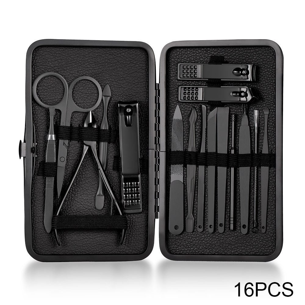 Classic Black Manicure Set Hand Feet Facial  Steel Accessories, 5 Choices
