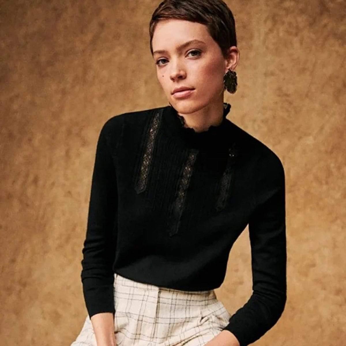 lace pachwork knitted sweater