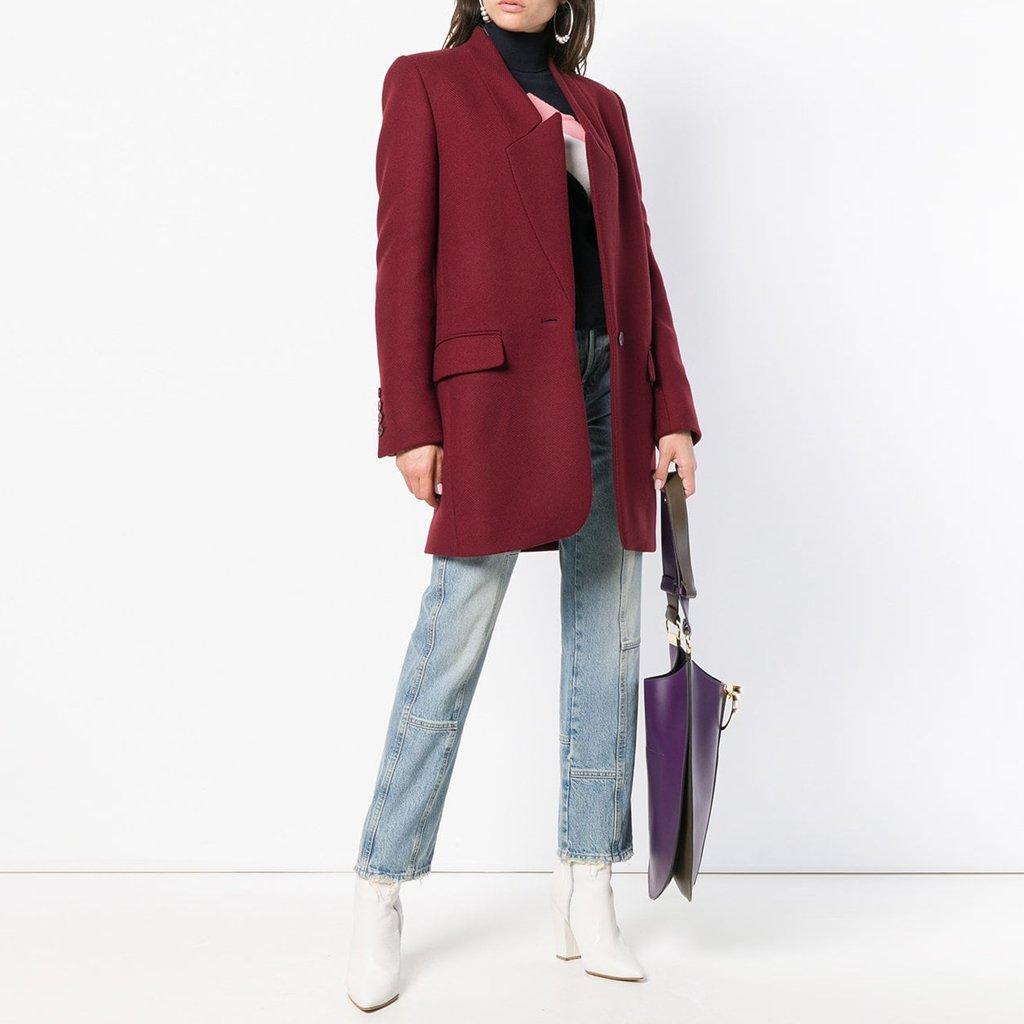 Solid Color Stand-Up Collar Pocket Coat
