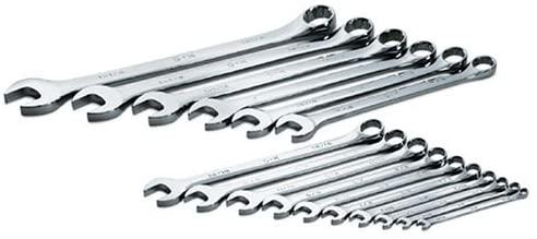SK Professional Tools 86018 16-Piece 12-Point Fractional Long Combination Wrench Set - SuperKrome Finish, Set of 16 Chrome Wrenches Made in USA