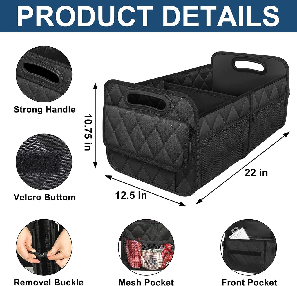 Deosk Car Trunk Organizer for suv,Car Organizers and Storage with 6 Big Pocket,Car Accessories for Women/Men 50L Waterproof Polyester Trunk Organizer for Car/SUV/Minivan/Truck(Medium, Black)