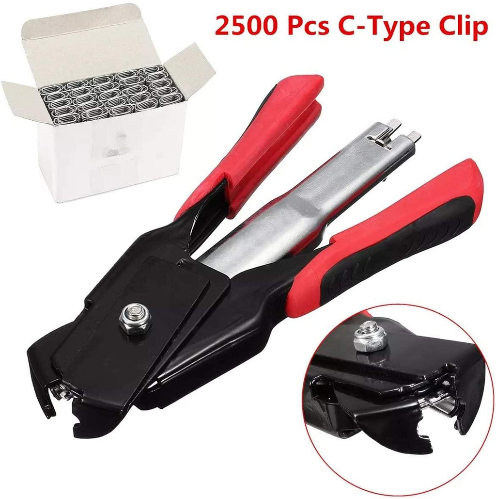 C.W.USJ Hand Tool Clips Hog Ring Manual C-Type Staple Feed Fence Fencing Nailer Pliers 2500pcs C-Type Household Tool