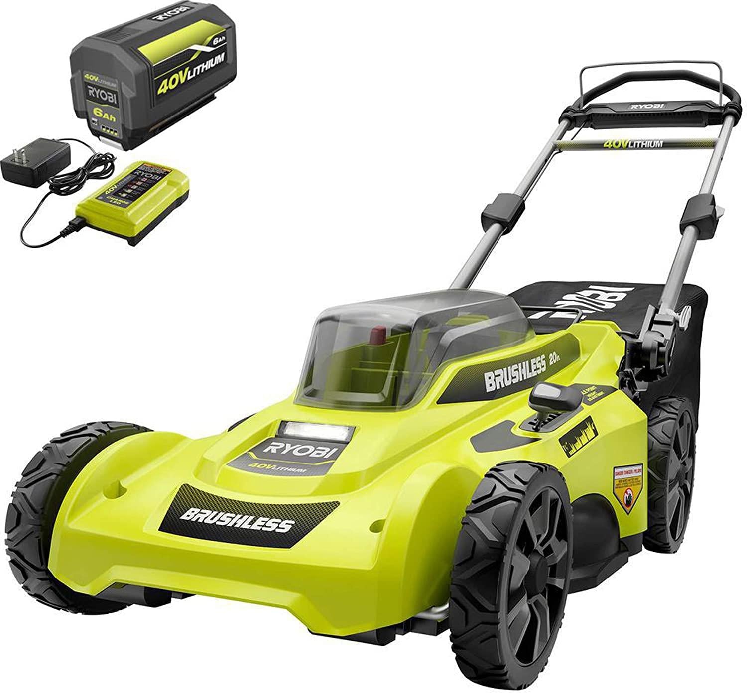 RYOBI Lawn Mower 20 in. 40-Volt Lithium-Ion Brushless Cordless Walk Behind