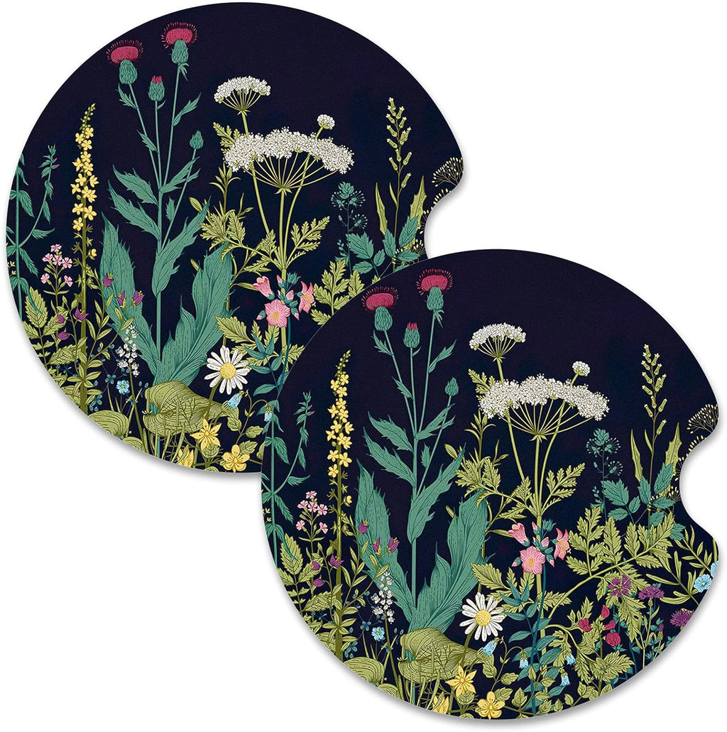 Nipichsha Car Cup Holder Coasters, Car Coasters for Cup Holders, 2 Pack Universal Anti Slip Insert Coasters, Rubber Car Cup Mat with A Finger Notch, Cute Car Interior Accessories for Women(Dandelion)