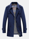 mens plush lined warm button front lapel casaul slant pocket overcoats