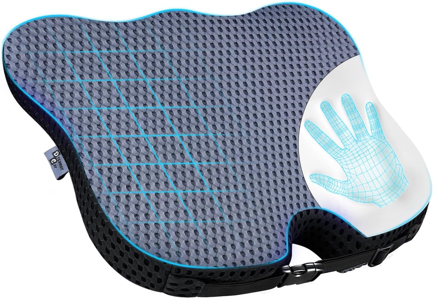 Car Seat Covers Front Seats Only - Wedge Shape Universal Car Seat Cover Improve Vision/Posture - Memory Foam Seat Cushion for Tailbone Pain Relief (Mesh Cover,Gray)