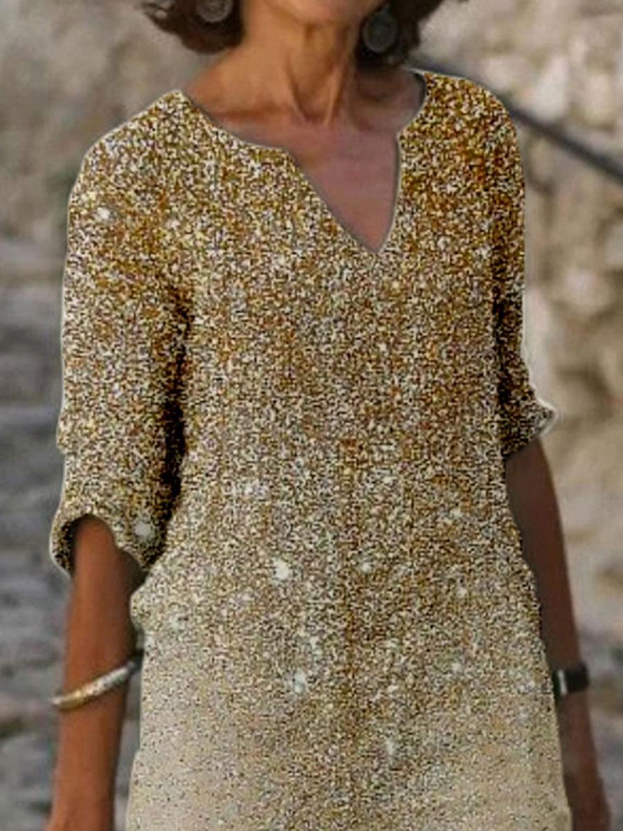 Fashion Star Print Long Sleeve Shift Dress