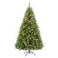 Hykolity Prelit Artificial Christmas Tree, 350 Warm White Lights, 1100 Tips, Foldable Metal Base and Hinged Branches,6.5'