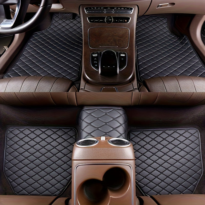 5pcs Car Floor Mats, Universal Waterproof Front &amp; Rear Seats Floor Mats, PU Leather Car Interior Accessories