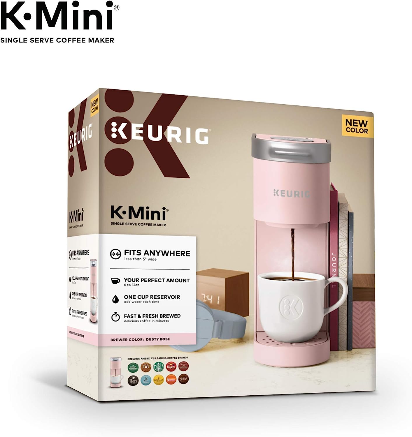 Keurig K-Mini Single Serve K-Cup Pod Coffee Maker, Dusty Rose