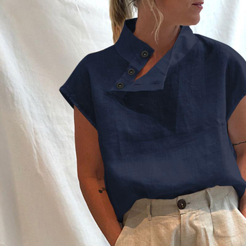Fashion Solid Color Stand Collar Shirt