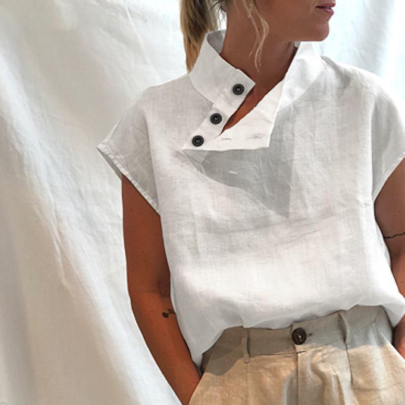 Fashion Solid Color Stand Collar Shirt