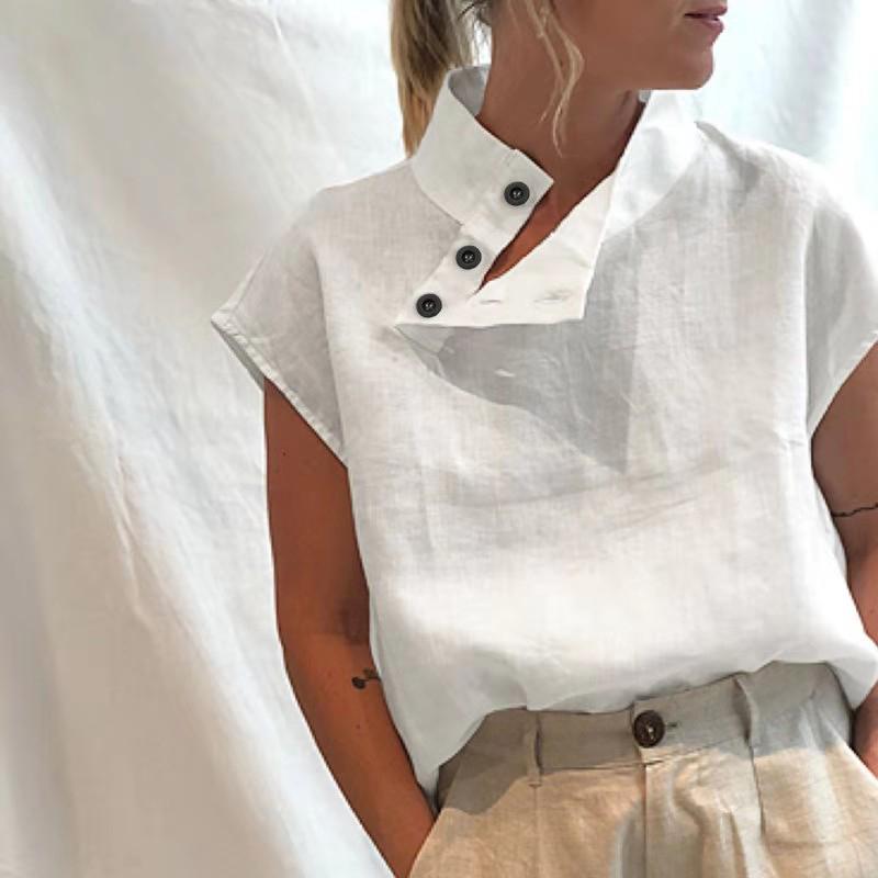 Fashion Solid Color Stand Collar Shirt