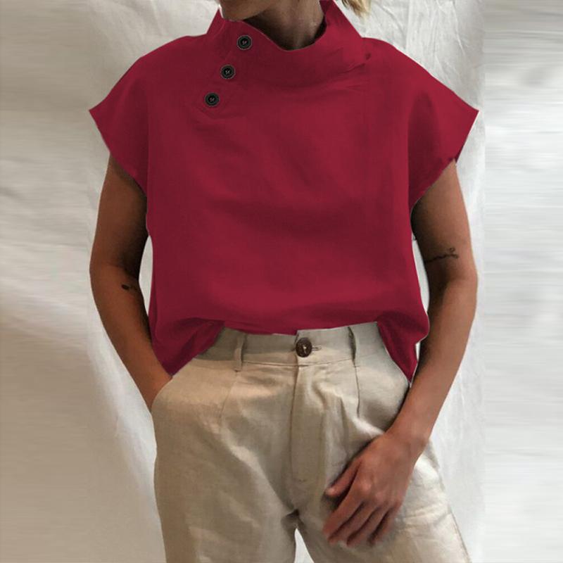Fashion Solid Color Stand Collar Shirt