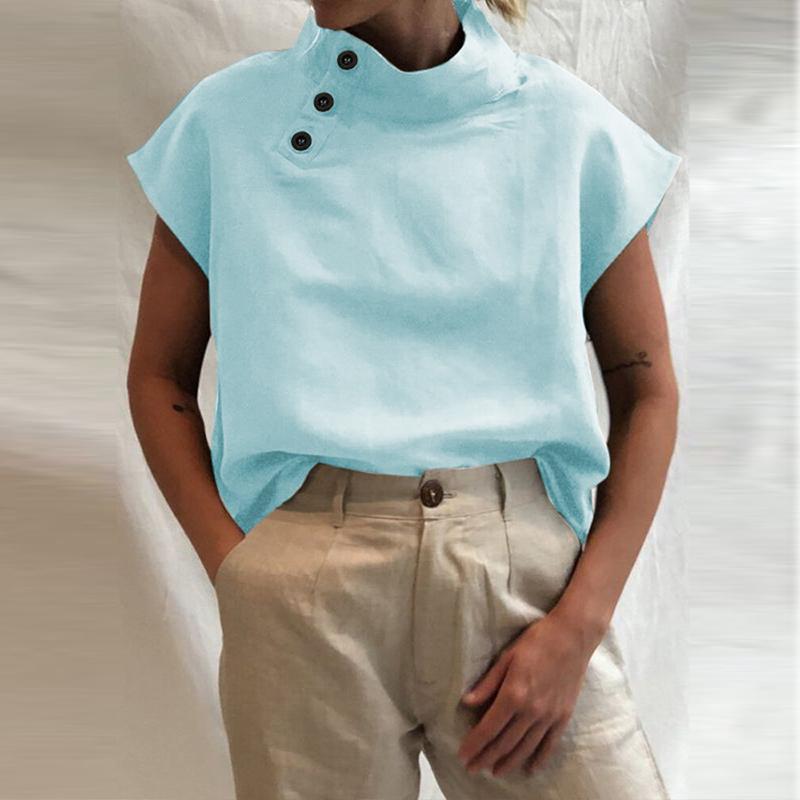 Fashion Solid Color Stand Collar Shirt