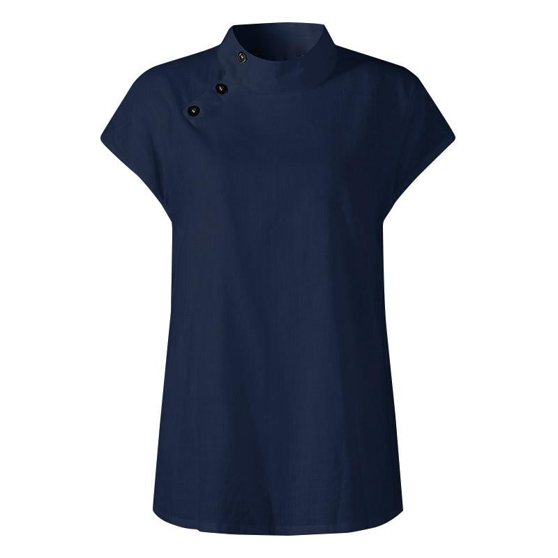 Fashion Solid Color Stand Collar Shirt