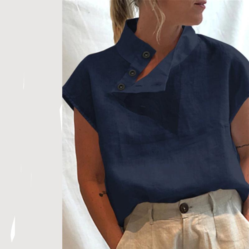 Fashion Solid Color Stand Collar Shirt
