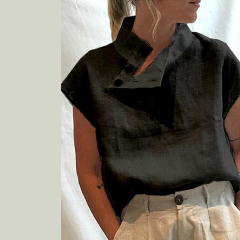 Fashion Solid Color Stand Collar Shirt