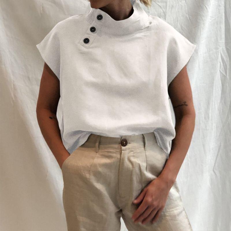 Fashion Solid Color Stand Collar Shirt