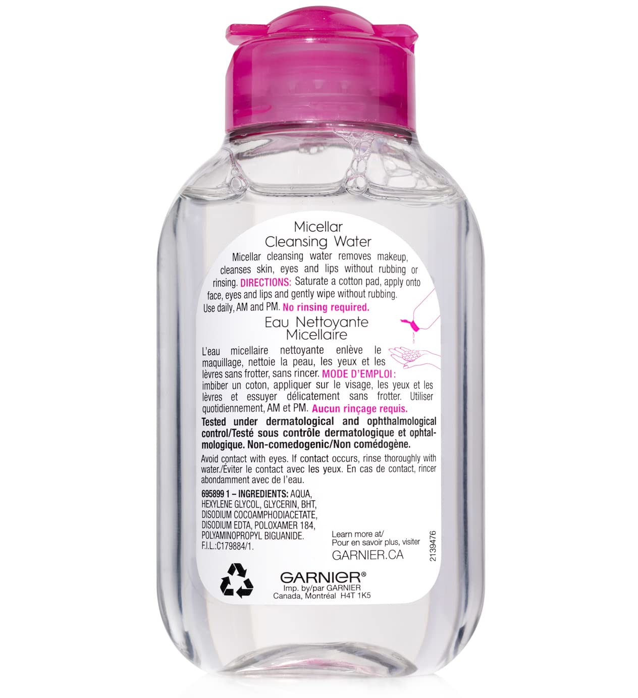 Garnier SkinActive Micellar Cleansing Water, All-in-1 Makeup Remover and Facial Cleanser, For All Skin Types, 3.4 Fl Oz (100mL), 1 Count (Packaging May Vary)