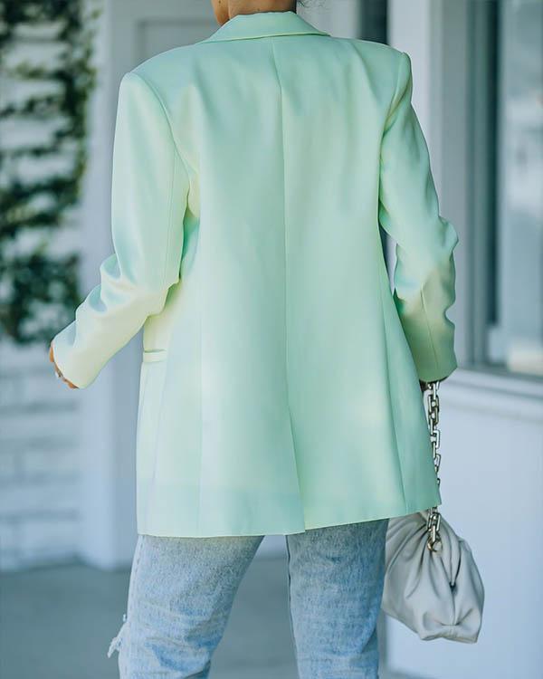 candy color lapel solid classy office suit women pocket blazer