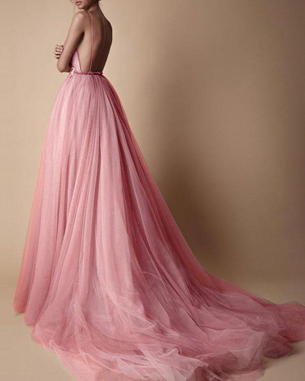 elegant spaghetti strap organza flower wedding dress