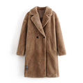 double breasted faux fur coat
